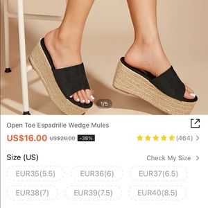 NEVER WORN BRAND NEW Shein Black Espadrille Mules/Wedges